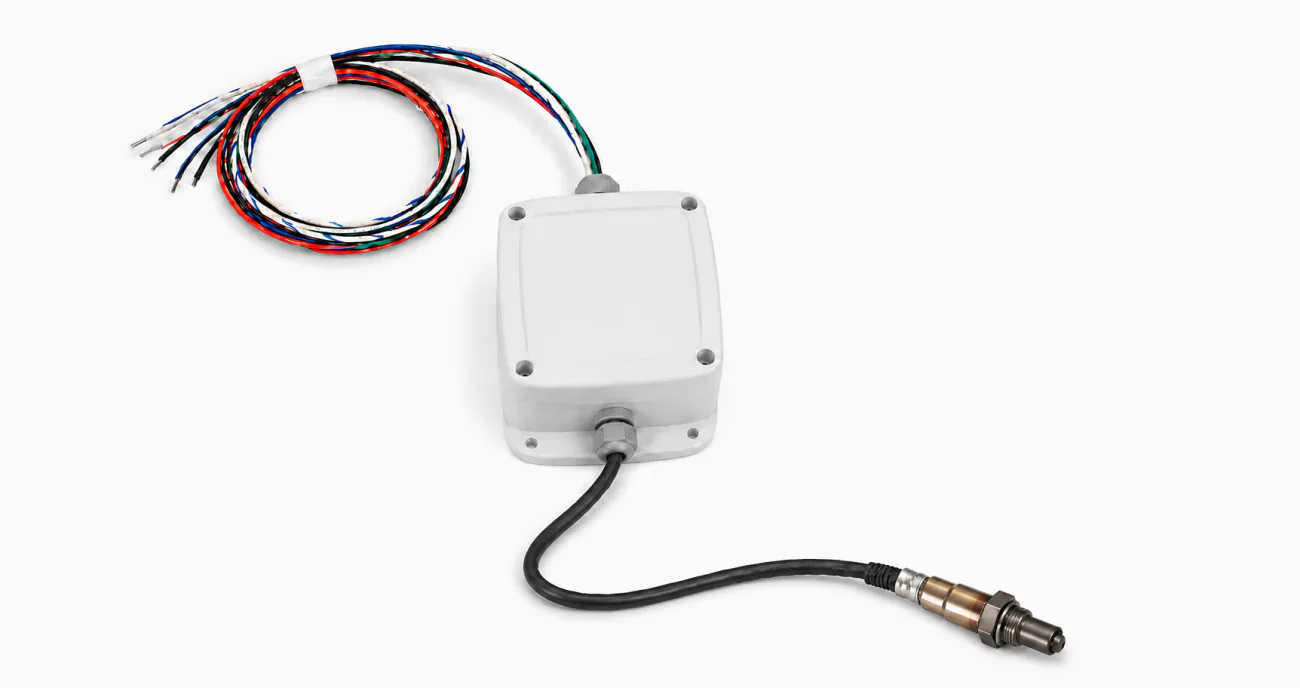 White Commercial Monitoring Panel with a wiring harness and connected sensor